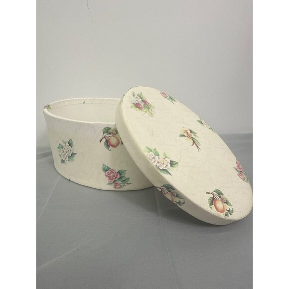 Decorative Floral Oval Jewelry Storage Trinket Vanity Box Storage Container - Picture 6 of 9